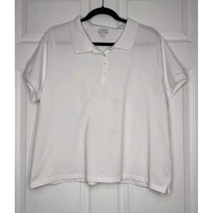 J Crew Womens XXL Short Sleeve White Polo Activewear Golf Tennis Pickleball